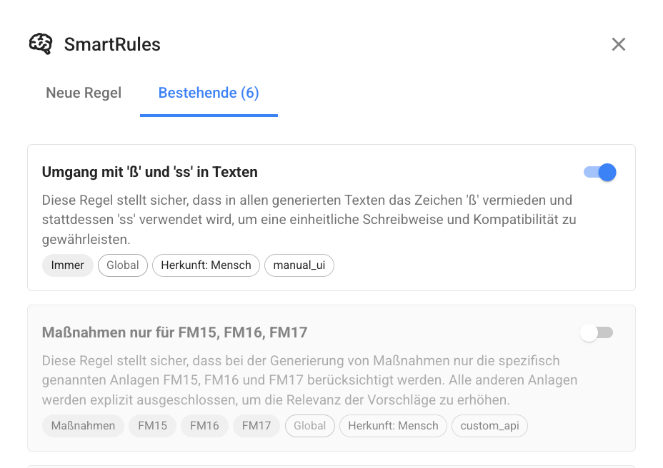 Feedback-Regeln im Editor – eigene Analyse-Regeln mit Tags