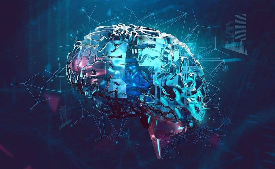 Gehirn Abstrakt im Cyberpunkstil