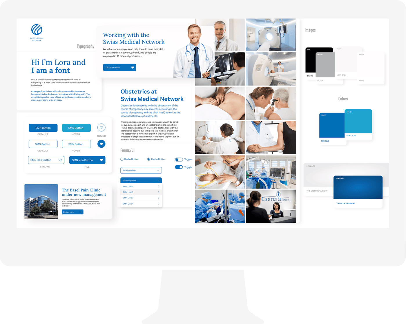 Swiss Medical Network Mockup Moodboard
