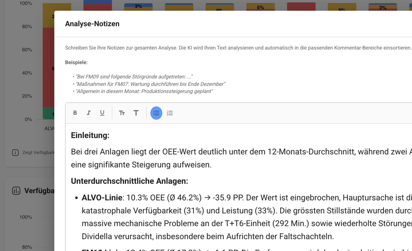 KI OEE Analyse Ivers Lee Intelligenter Editor
