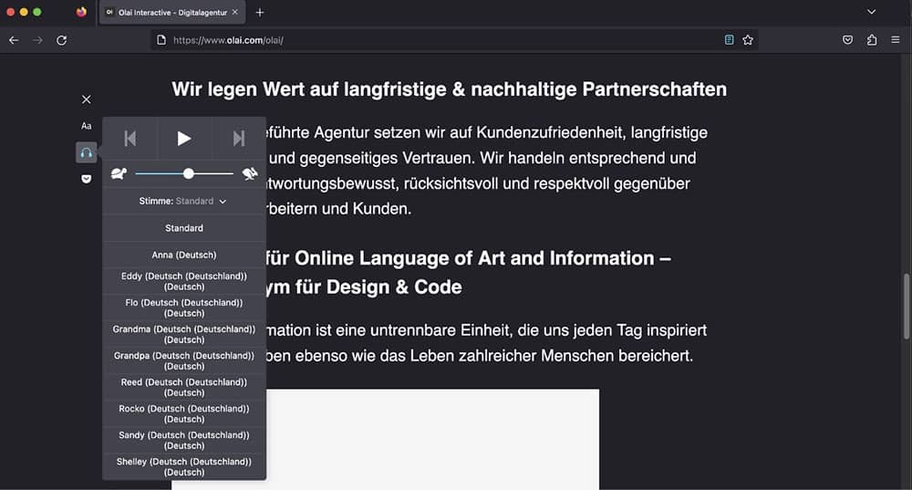 Vorlesefunktion im Browser